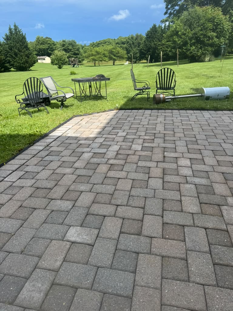 Residential paver patio after exterior cleaning in Northern Virginia.
