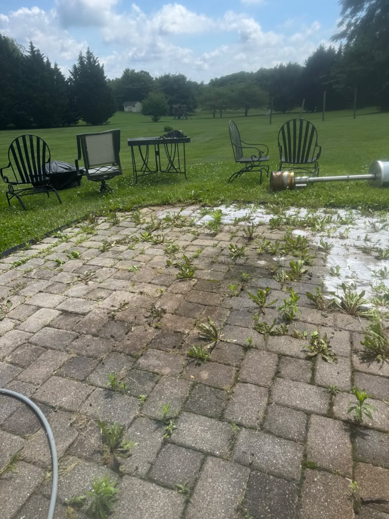 Residential paver patio during exterior cleaning in Northern Virginia.