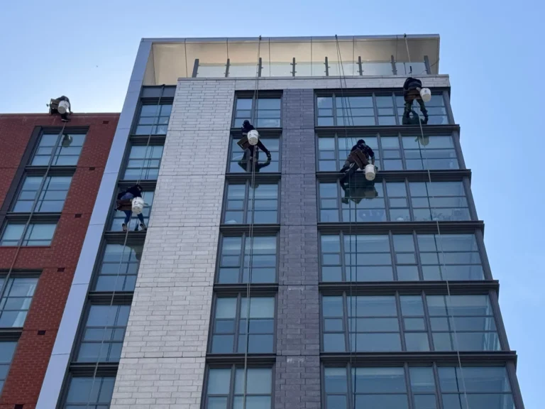 Top of the Line rope access team cleaning high-rise windows in Washington, DC
